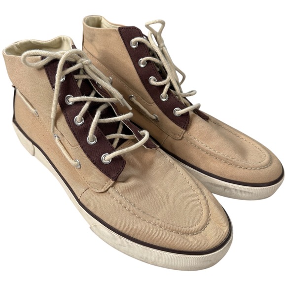 Polo Ralph Lauren Lander Chukka Canvas High Top Mens Shoes‎ Size 10.5D Tan Brown main image 9